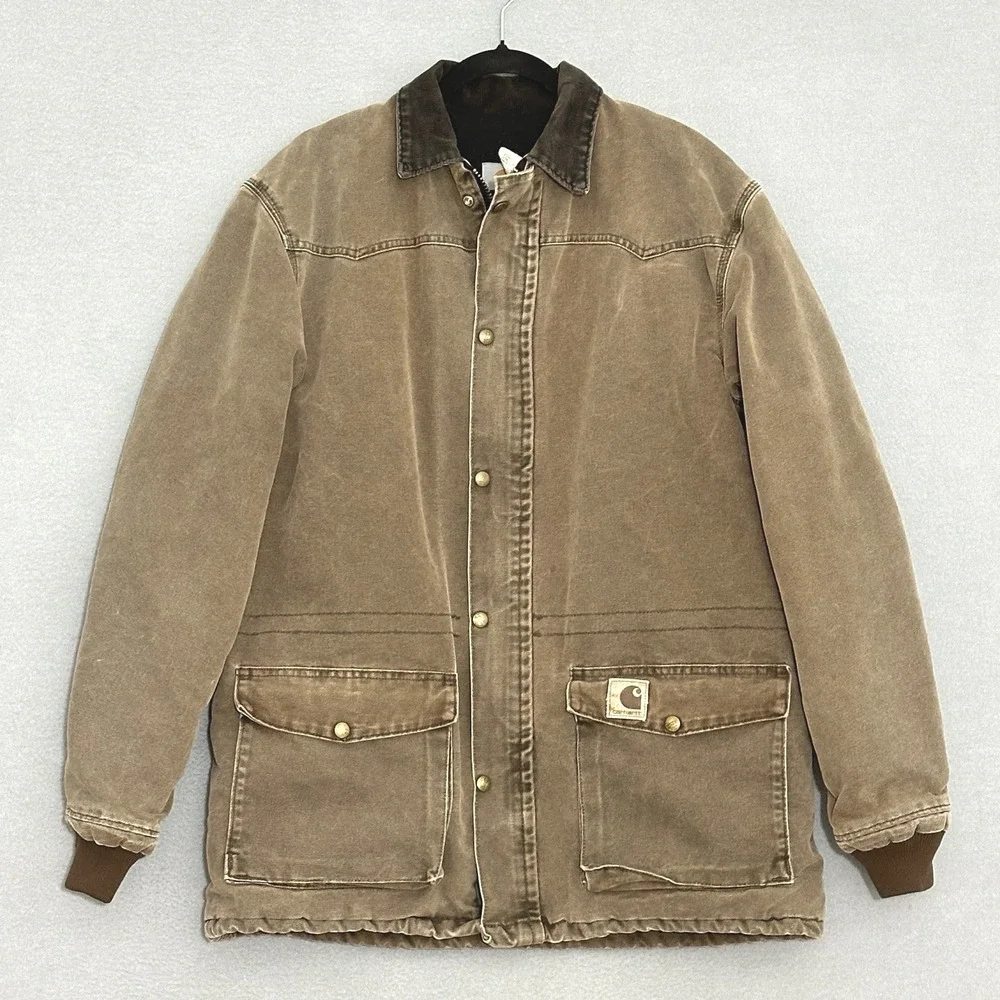 VTG 90s Carhartt C08CHT Traditional Ranch MT Tall Chestnut Brown Barn Chore